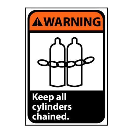 National Marker Co Warning Sign 14x10 Rigid Plastic - Keep All Cylinders Chained WGA2RB